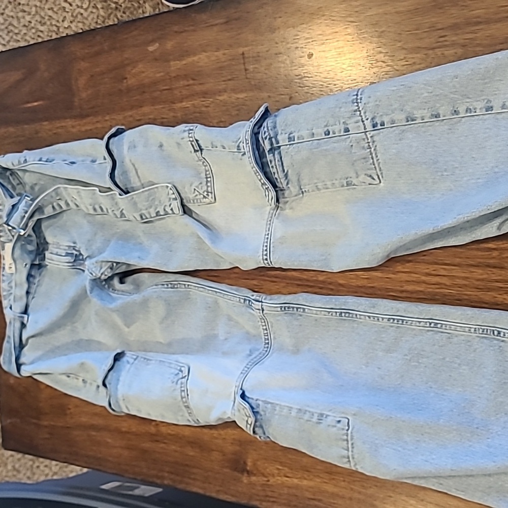Zara Light Blue Boyfriend Cargo Jeans